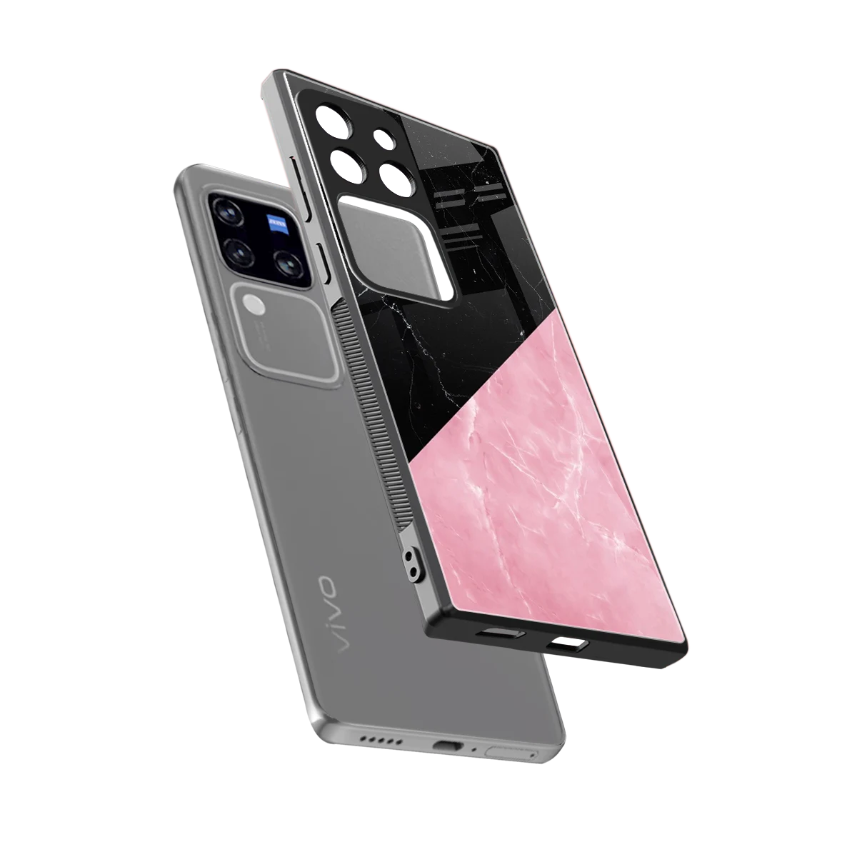 Obsidian Rose sleekvivo v30 pro cover with tempered glass back and TPU edges