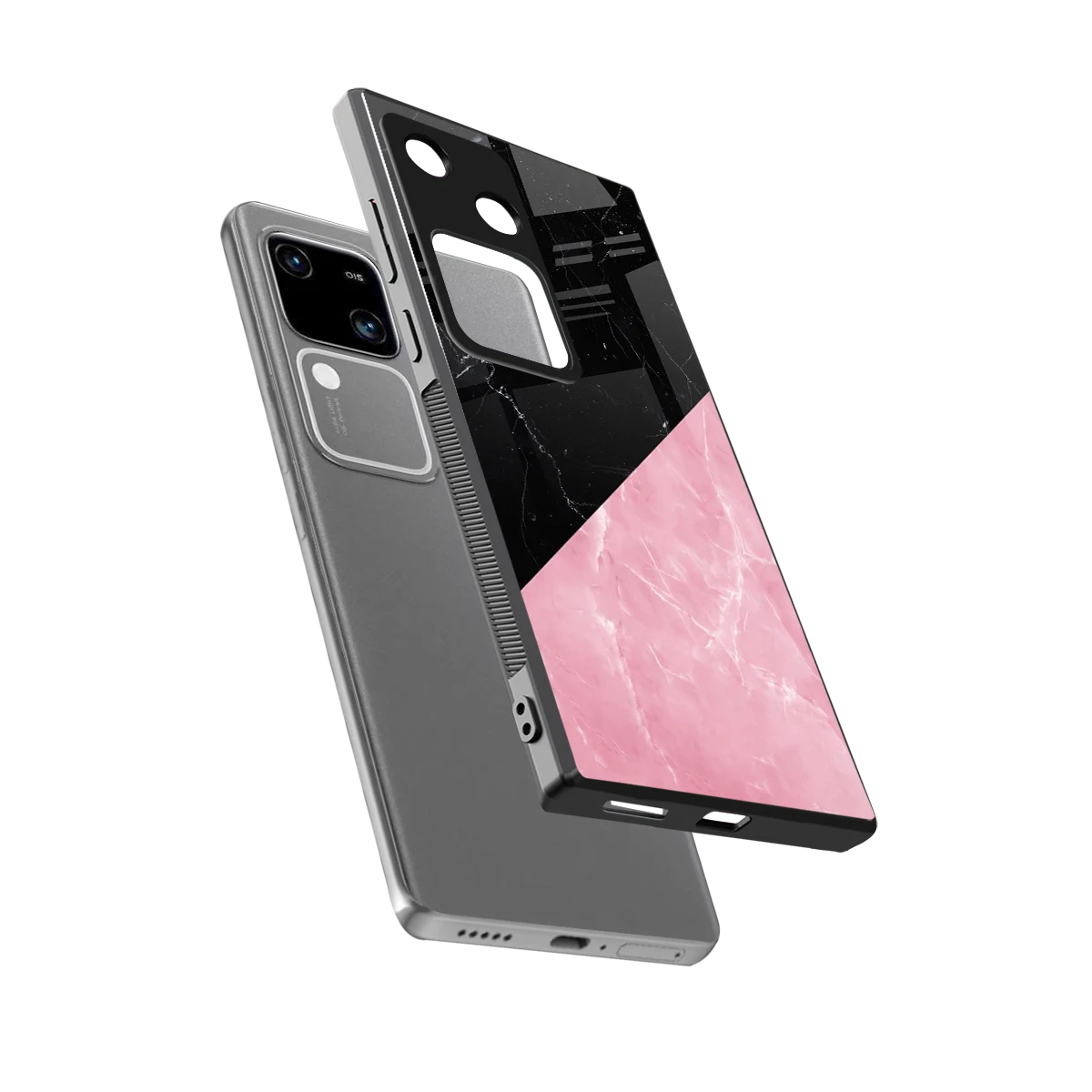 Obsidian Rose sleek vivo v30 cover with tempered glass back and TPU edges