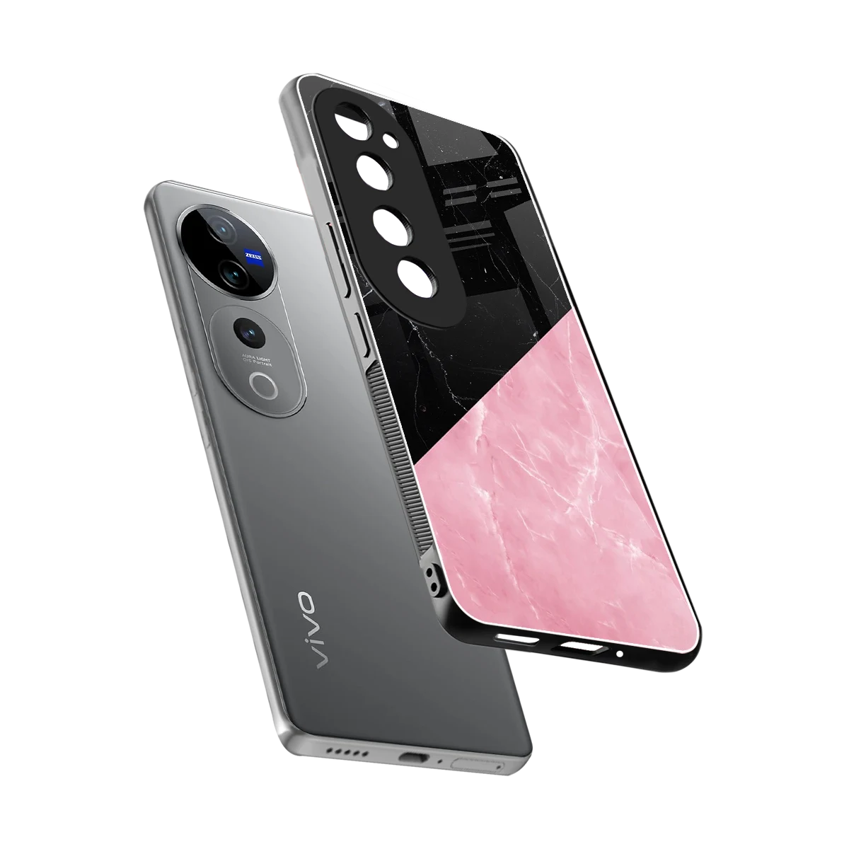 Obsidian Rose sleek vivo v40 pro cover with tempered glass back and TPU edges