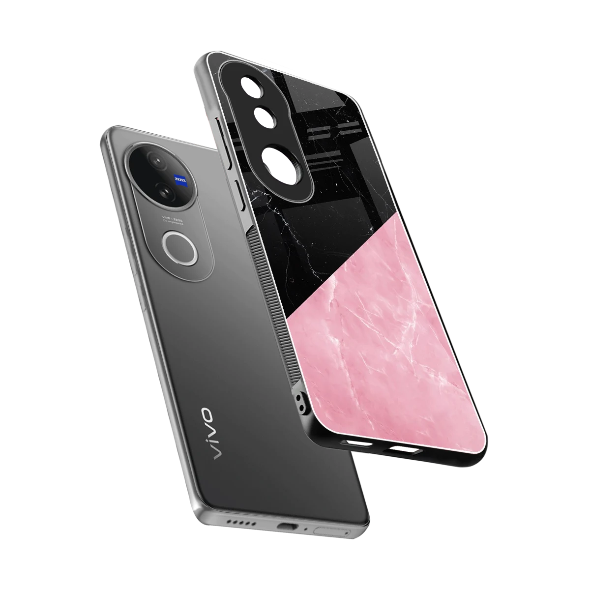 Obsidian Rose sleek vivo v50 cover with tempered glass back and TPU edges
