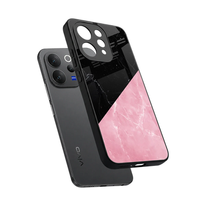 Obsidian Rose sleek vivo v70 cover with tempered glass back and TPU edges