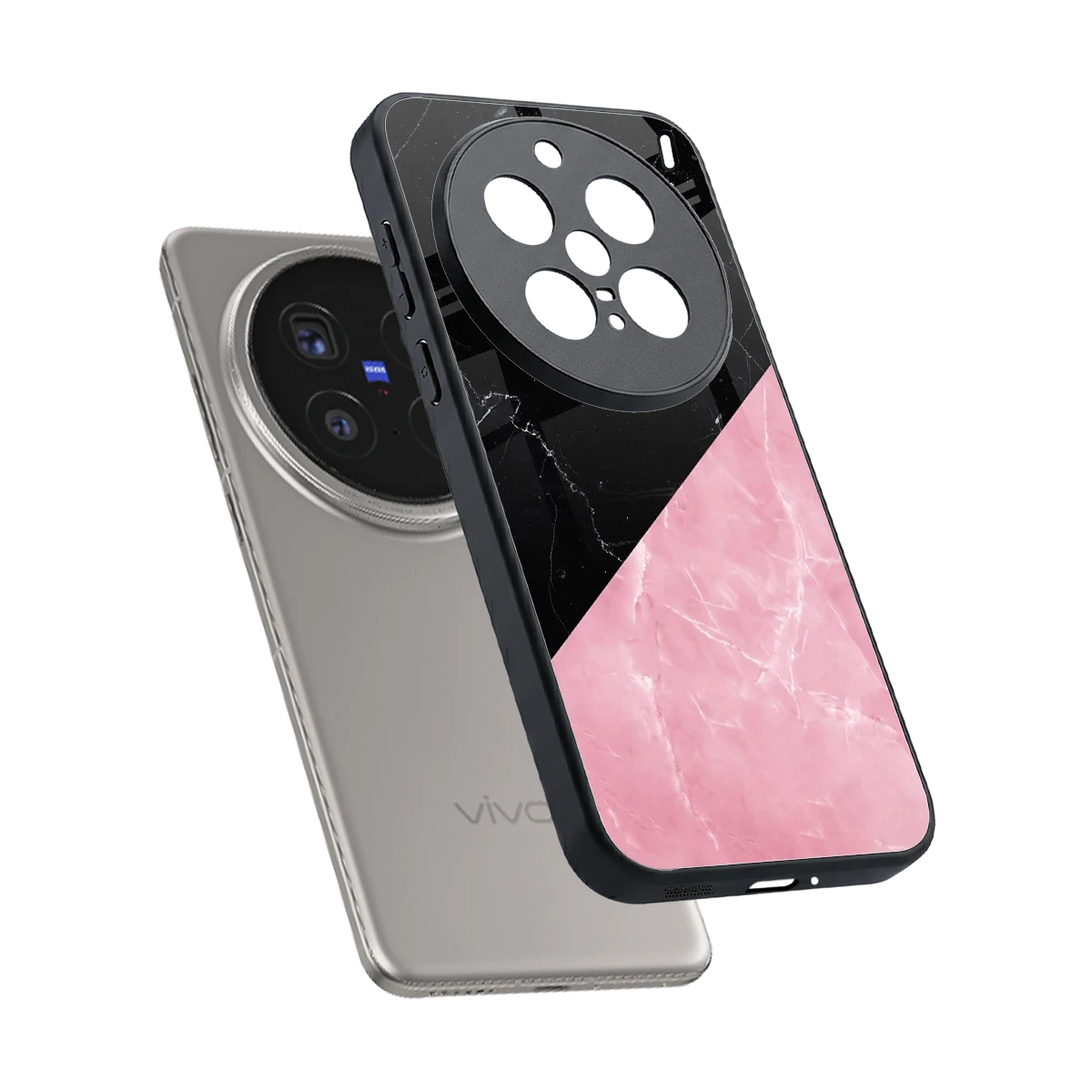 Obsidian Rose sleek vivo x200 pro cover with tempered glass back and TPU edges
