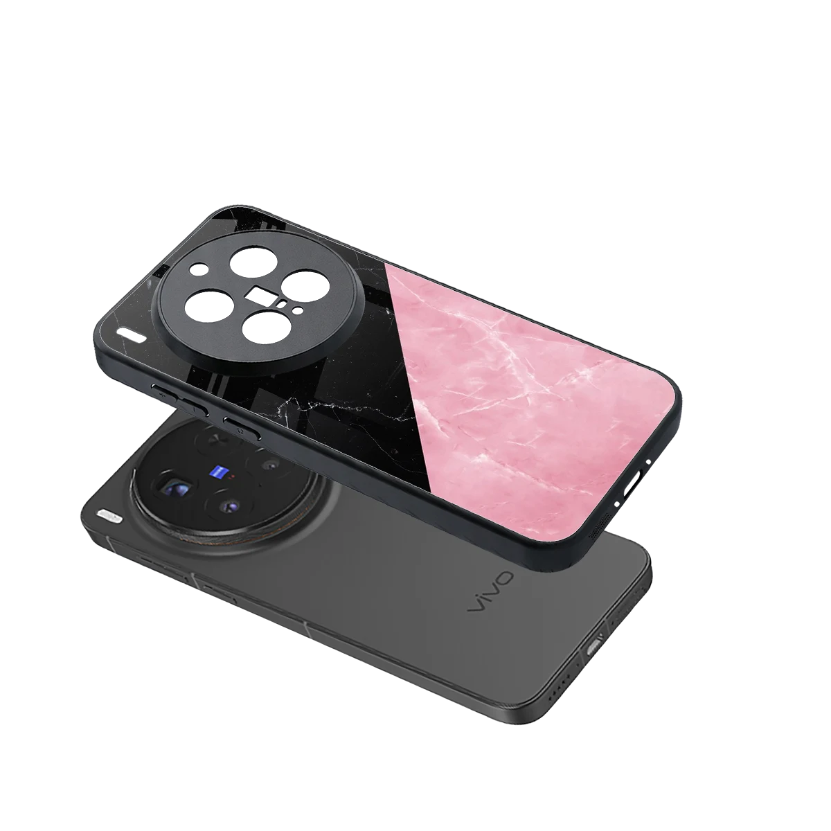 Obsidian Rose sleek vivo x300 pro cover with tempered glass back and TPU edges