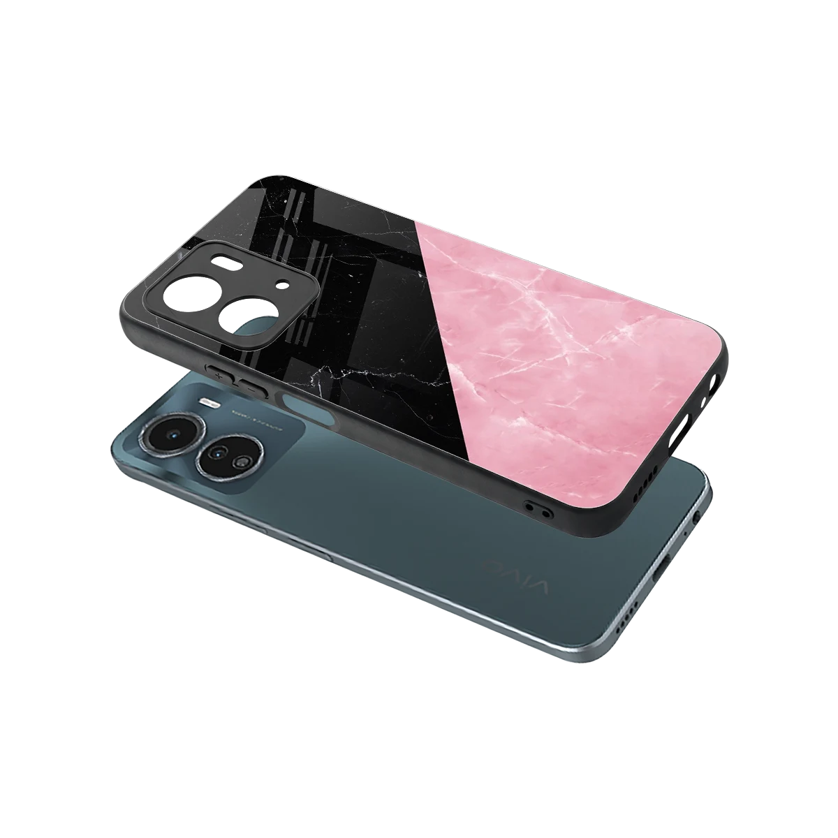 Obsidian Rose sleek vivo y16 cover with tempered glass back and TPU edges