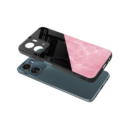 Obsidian Rose sleek vivo y16 cover with tempered glass back and TPU edges