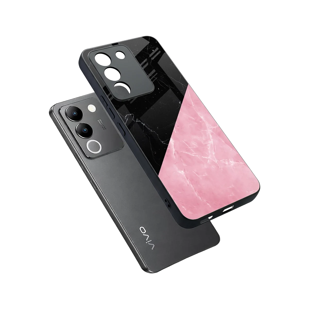 Obsidian Rose sleek vivo y200 5g cover with tempered glass back and TPU edges