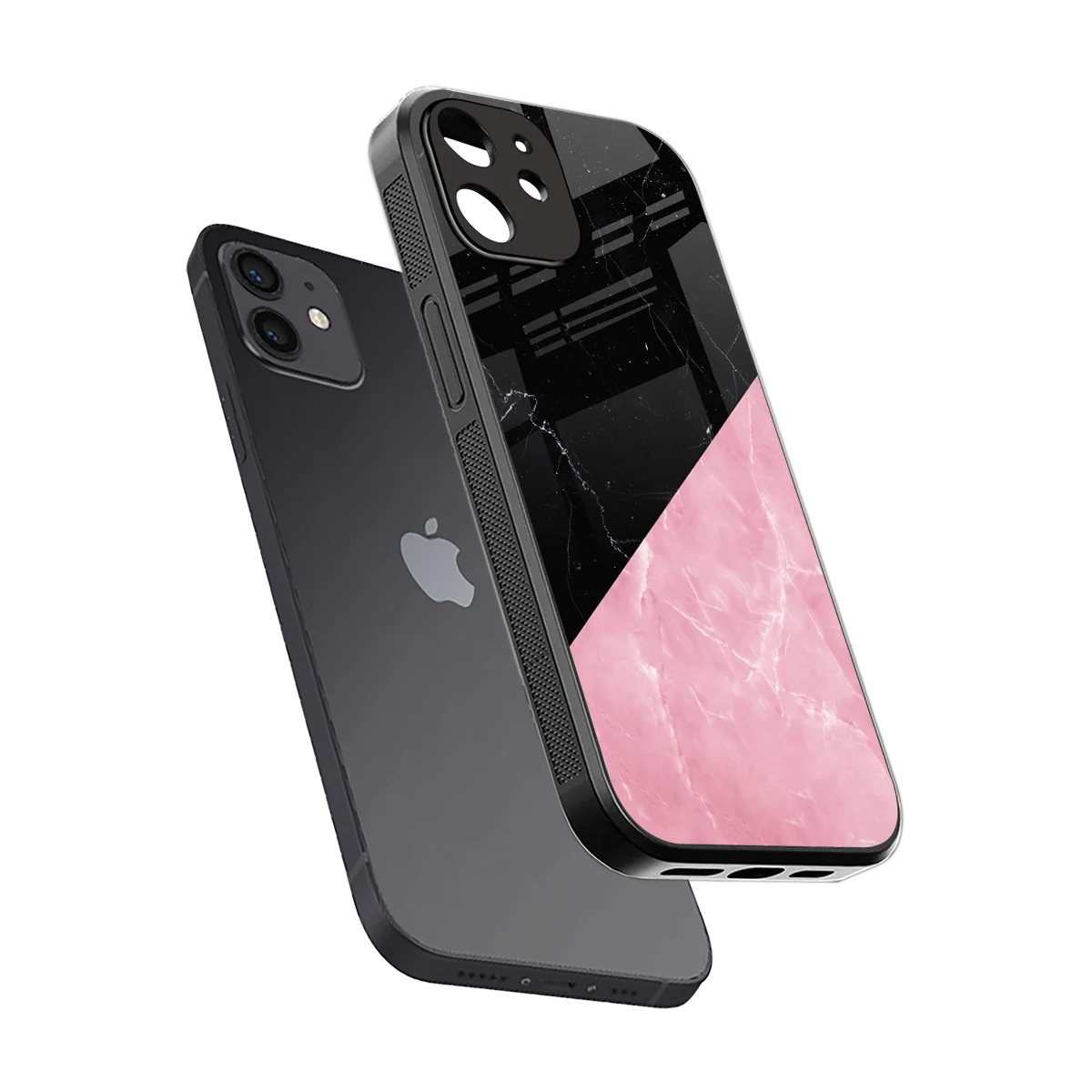 Obsidian Rose sleek iphone 12 cover with tempered glass back and TPU edges