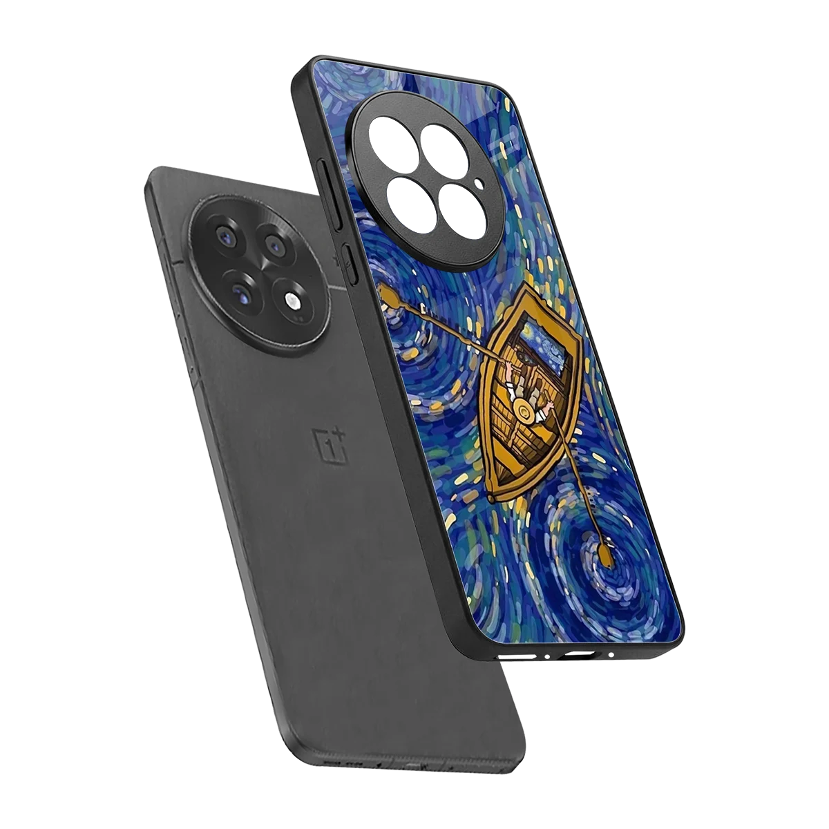 Ocean Voyage sleek oneplus 13 cover with tempered glass back and TPU edges