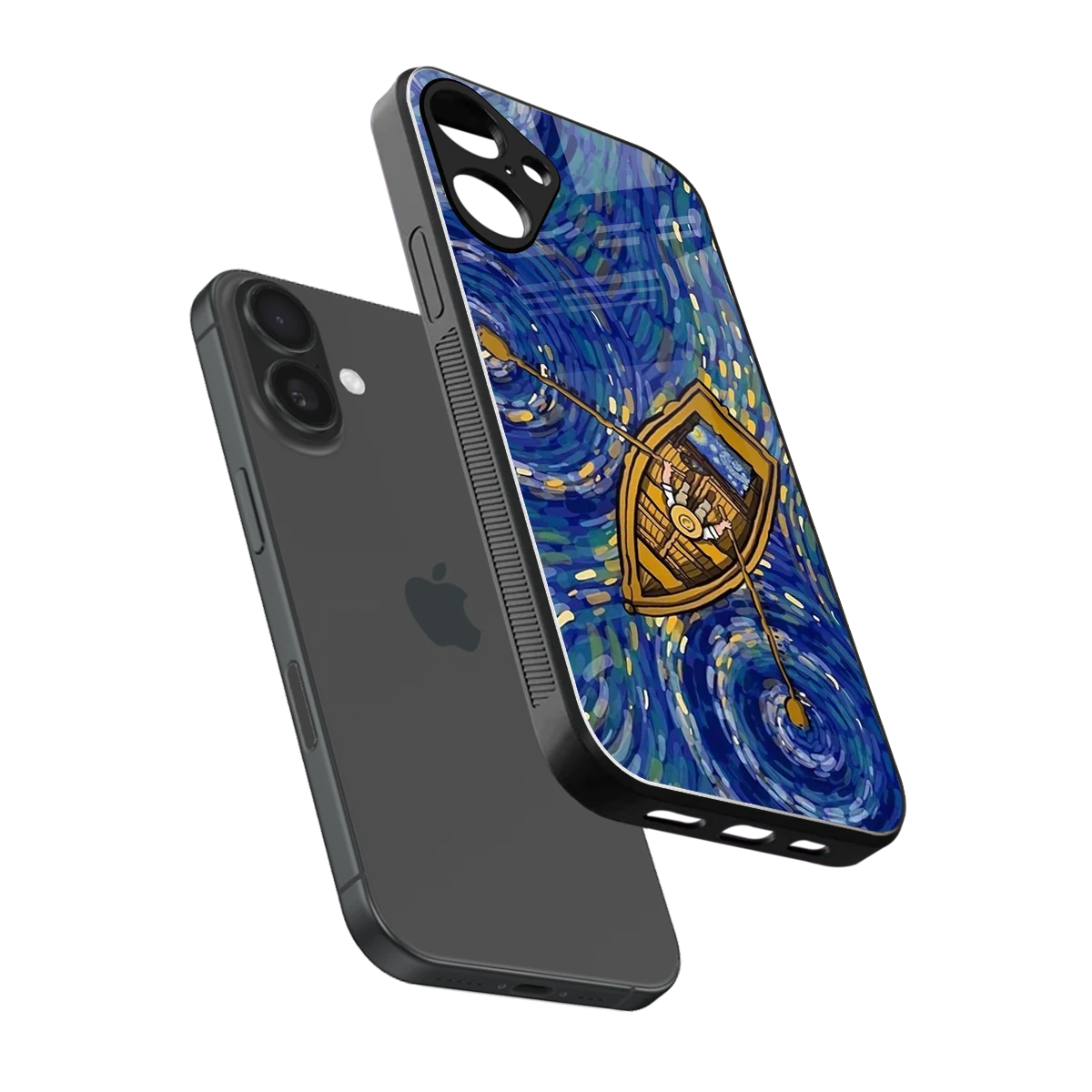 Ocean Voyage sleek iphone 16 plus cover with tempered glass back and TPU edges