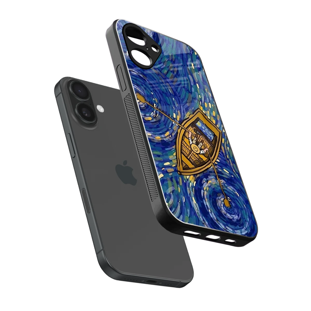 Ocean Voyage sleek iPhone 16 cover with tempered glass back and TPU edges
