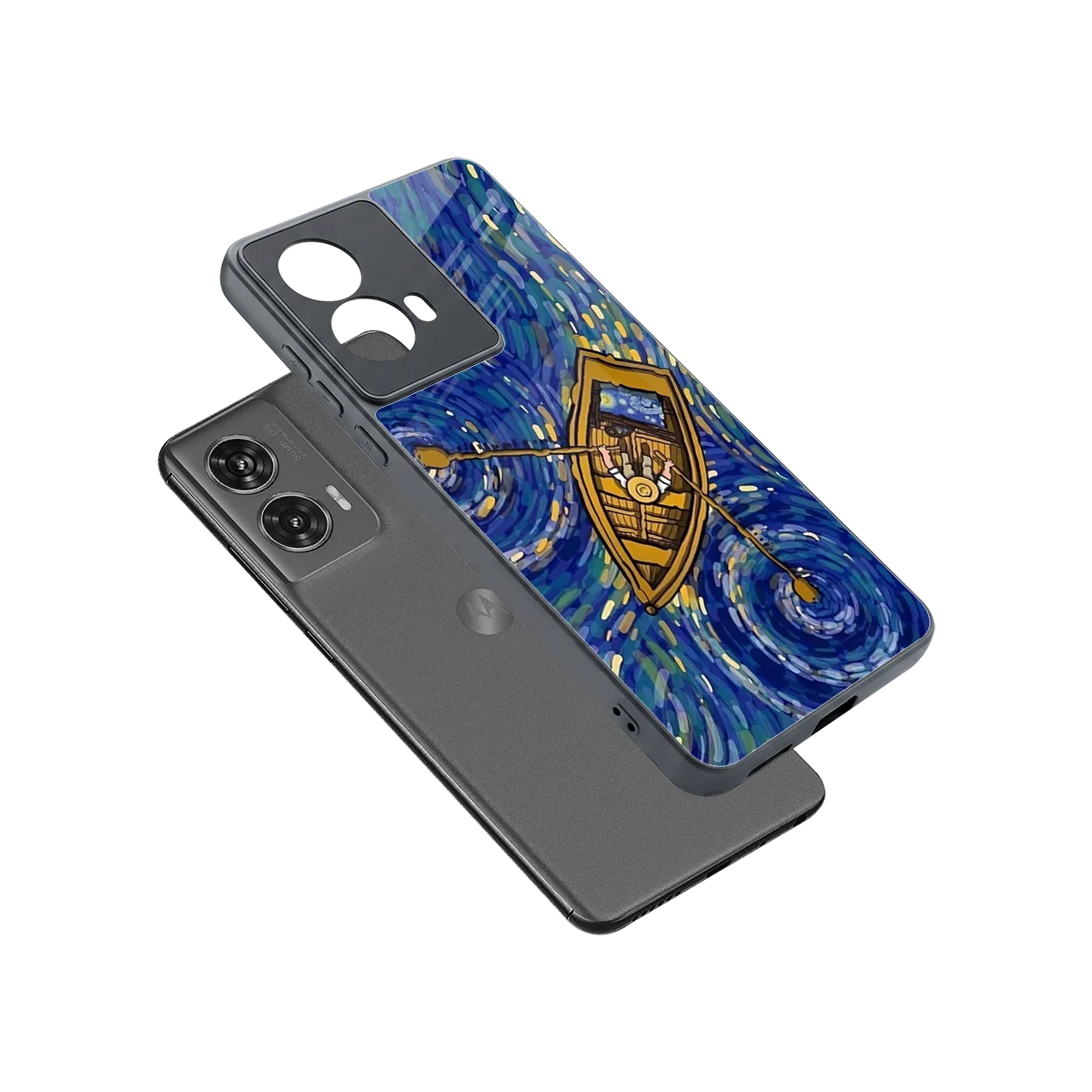 Ocean Voyage sleek motorola edge 50 fusion cover with tempered glass back and TPU edges