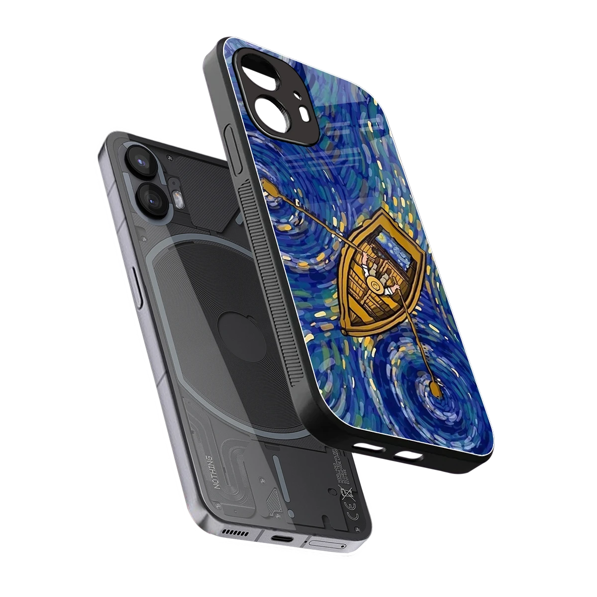 Ocean Voyage sleek nothing phone 2 cover with tempered glass back and TPU edges