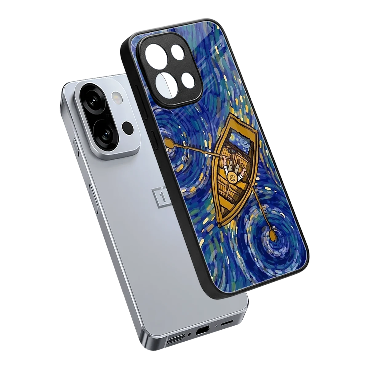 Ocean Voyage sleek oneplus 13s cover with tempered glass back and TPU edges