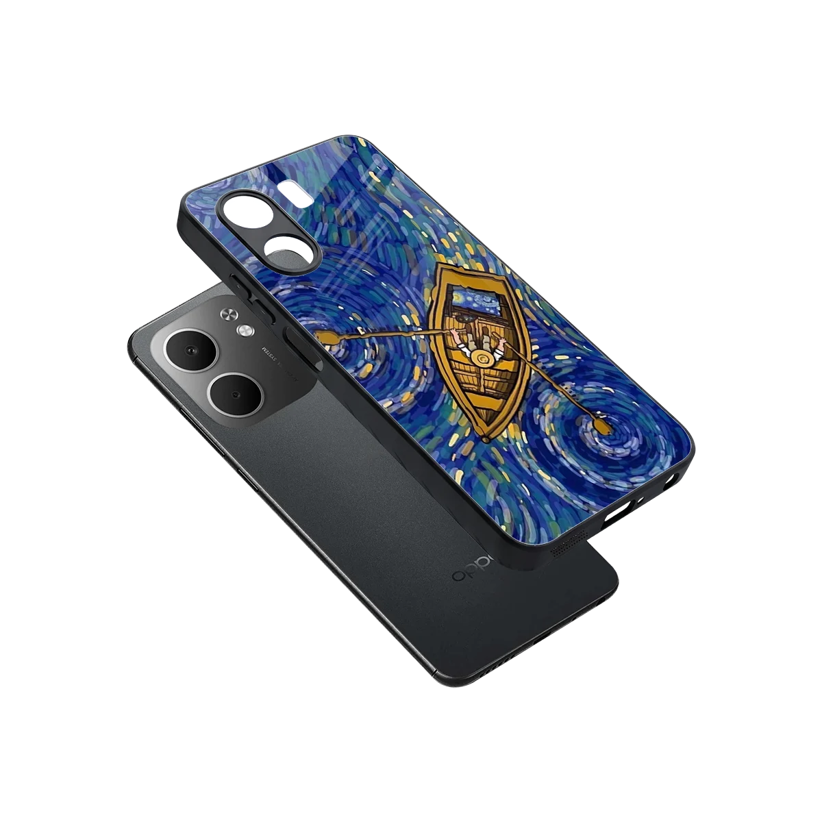 Ocean Voyage sleek oppo a5x 5g cover with tempered glass back and TPU edges