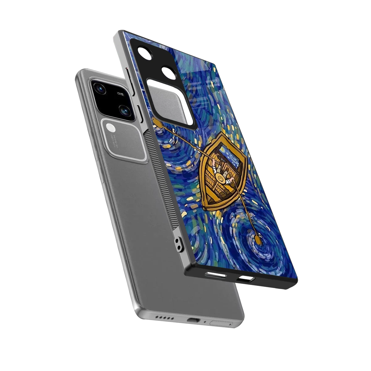 Ocean Voyage sleek vivo v30 cover with tempered glass back and TPU edges
