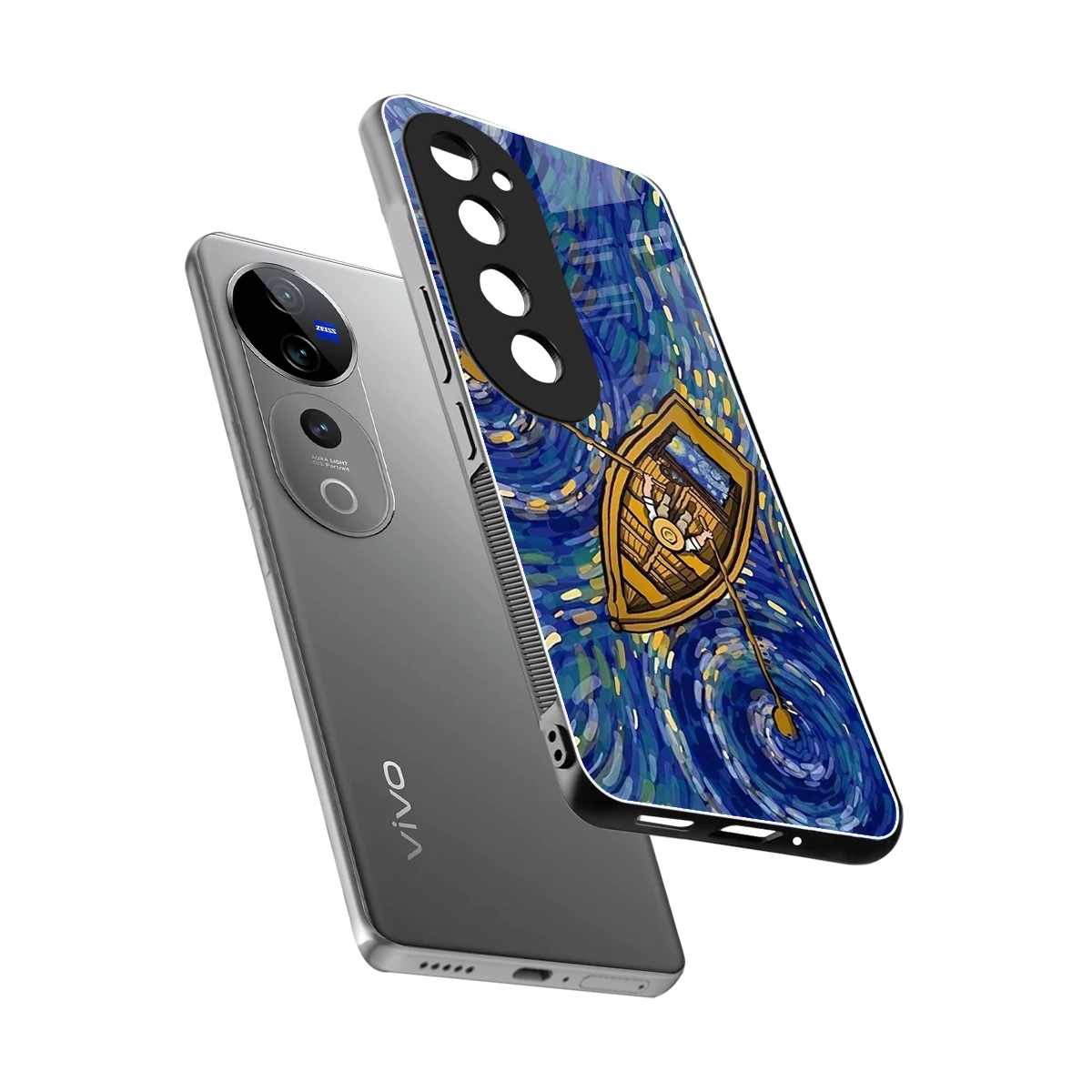 Ocean Voyage sleek vivo v40 pro cover with tempered glass back and TPU edges