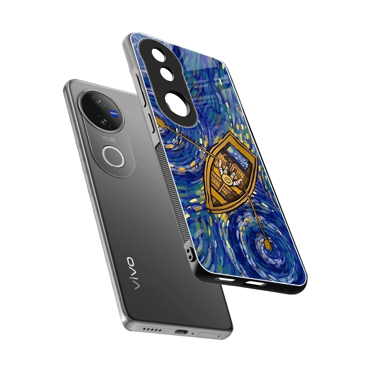 Ocean Voyage sleek vivo v50 cover with tempered glass back and TPU edges