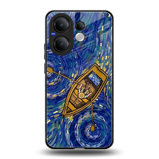 Ocean Voyage back phone cover | glass case for vivo v60