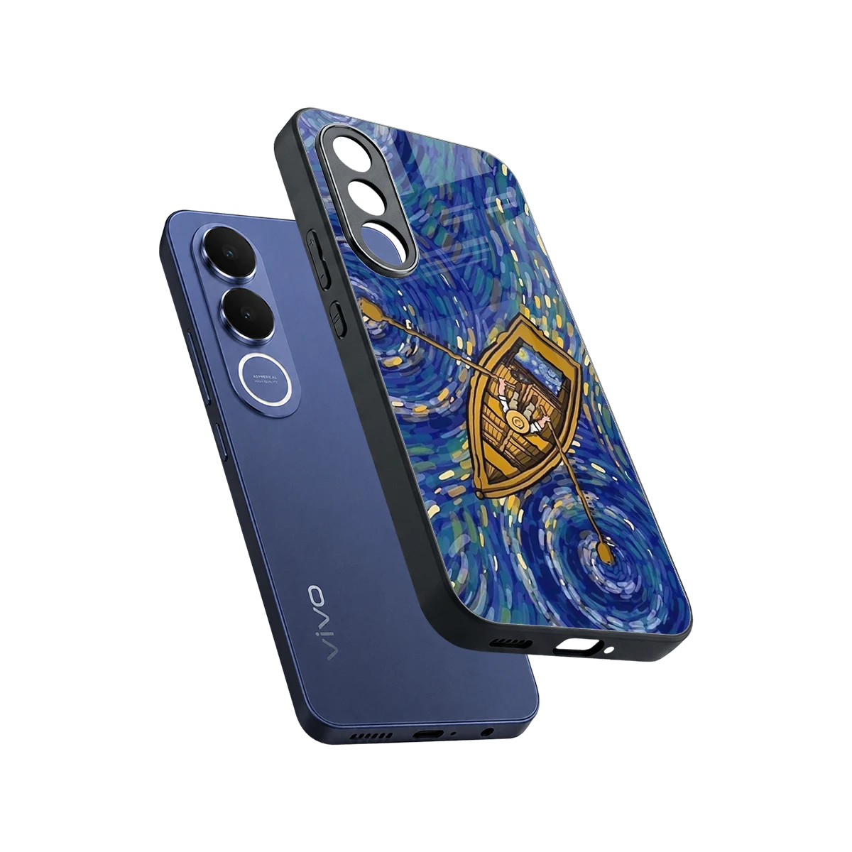 Ocean Voyage sleek vivo v70 fe cover with tempered glass back and TPU edges