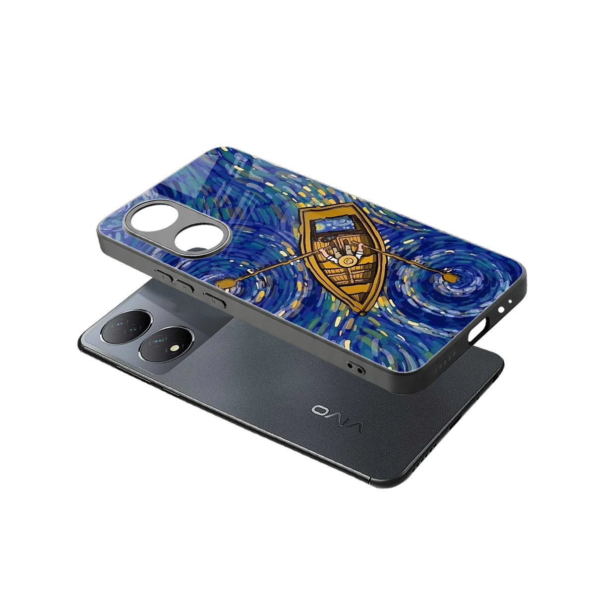 Ocean Voyage sleek Vivo-y100 cover with tempered glass back and TPU edges