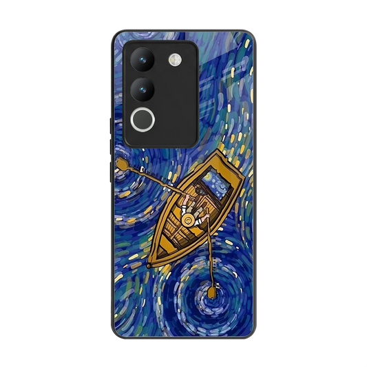 Ocean Voyage back phone cover | glass case for vivo y200 5g