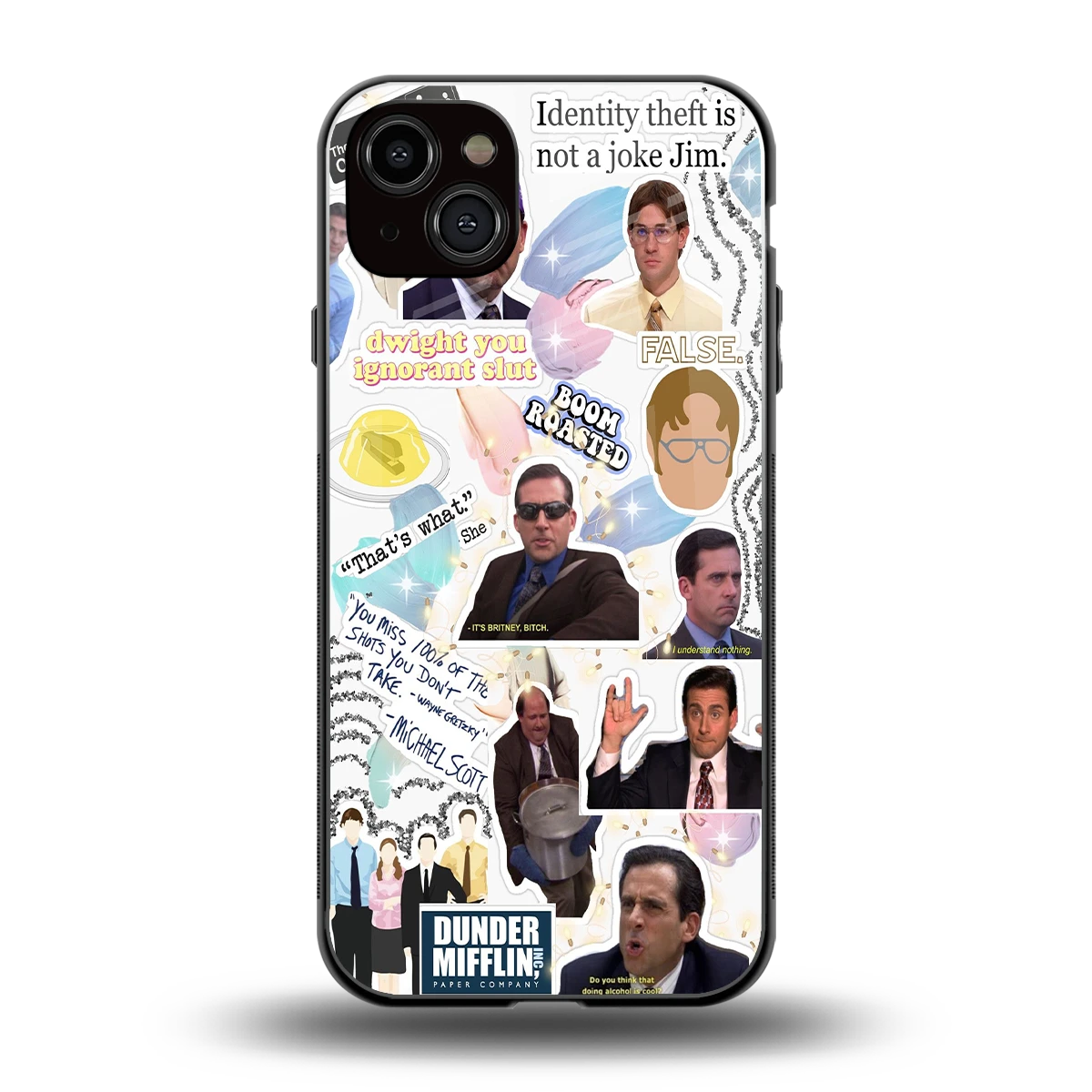 Office Mix back phone cover | glass case for iphone 15 plus