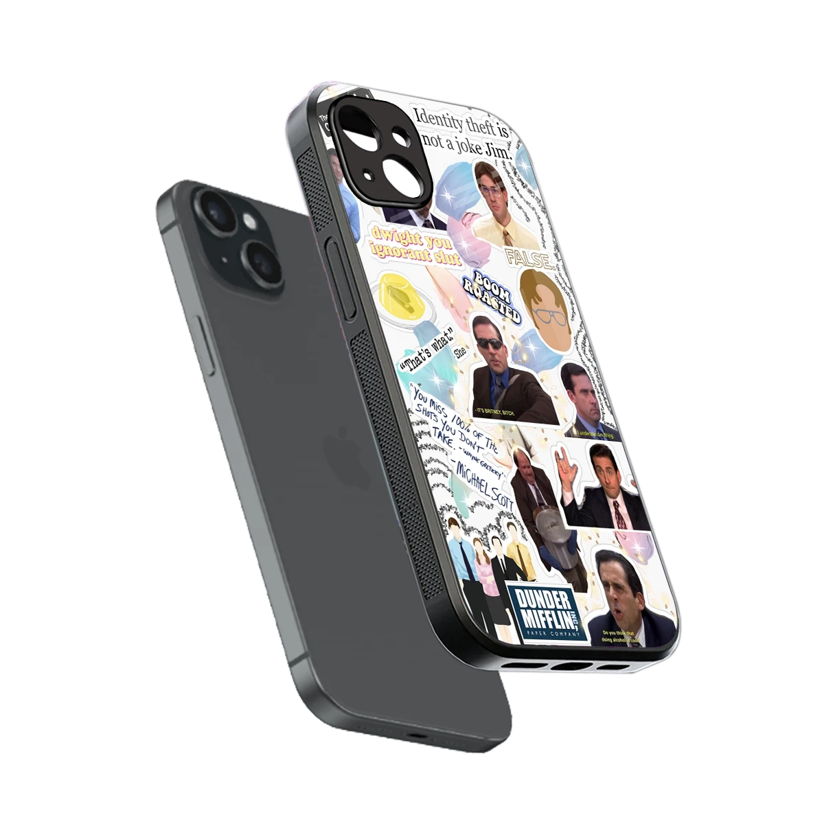 Office Mix sleek iphone 14 plus cover with tempered glass back and TPU edges