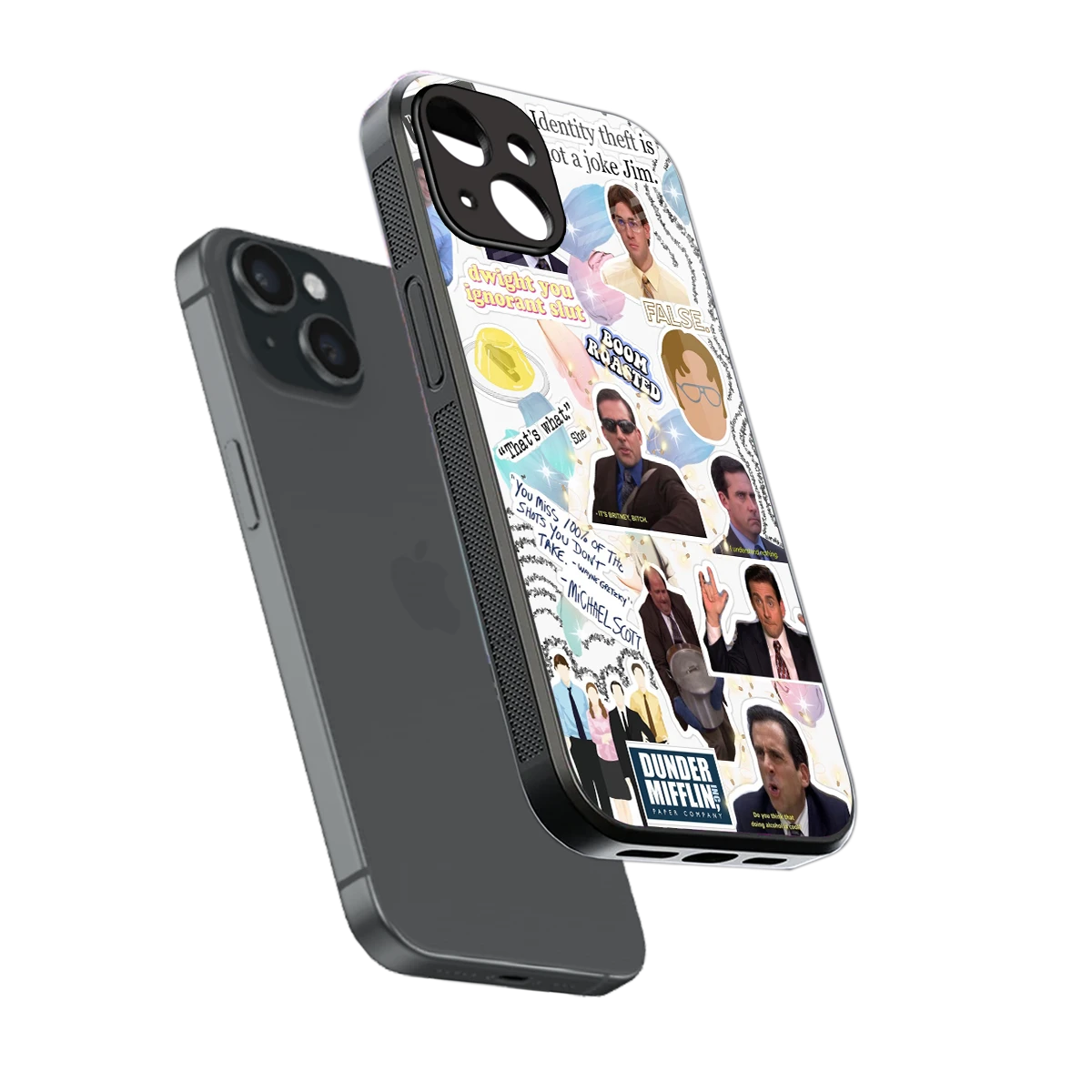 Office Mix sleek iphone 15 cover with tempered glass back and TPU edges