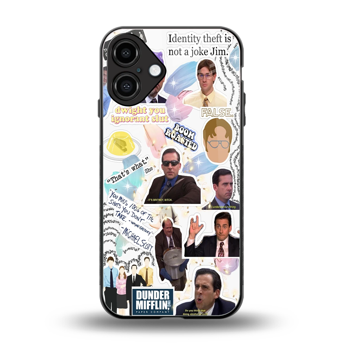 Office Mix back phone cover | glass case for iphone 16 plus