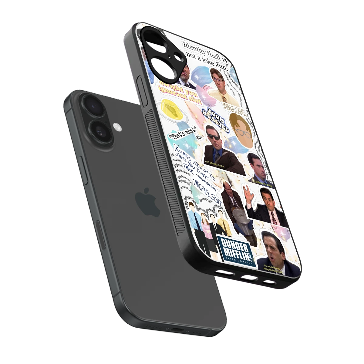 Office Mix sleek iphone 16 plus cover with tempered glass back and TPU edges