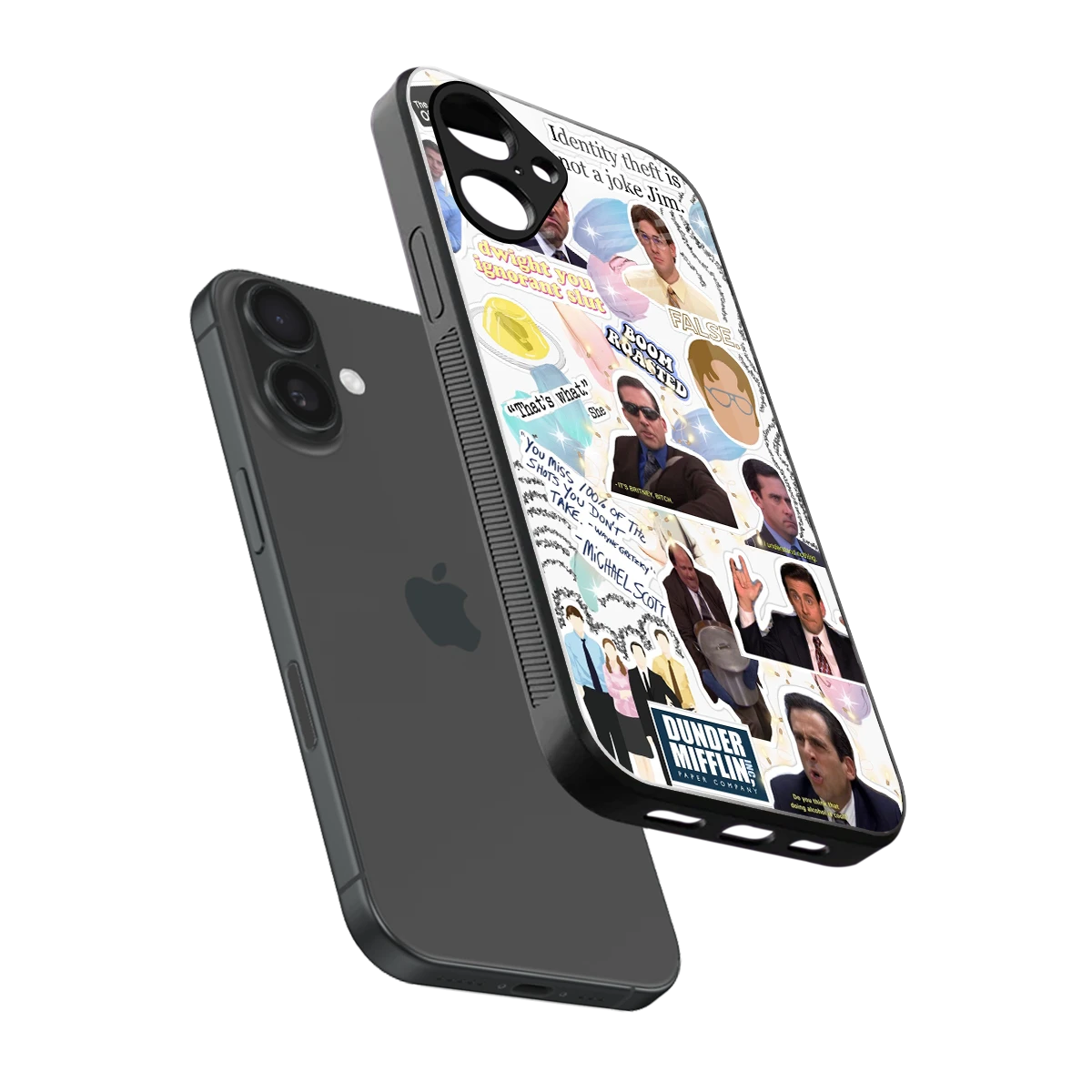 Office Mix sleek iPhone 16 cover with tempered glass back and TPU edges