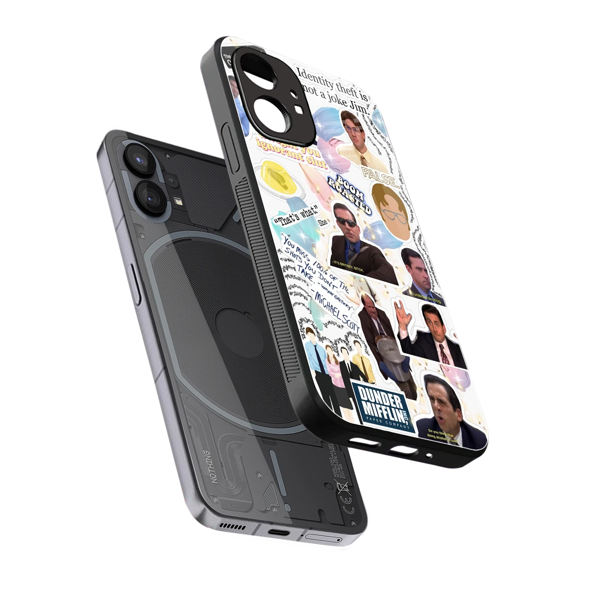 Office Mix sleek nothing phone 1 cover with tempered glass back and TPU edges