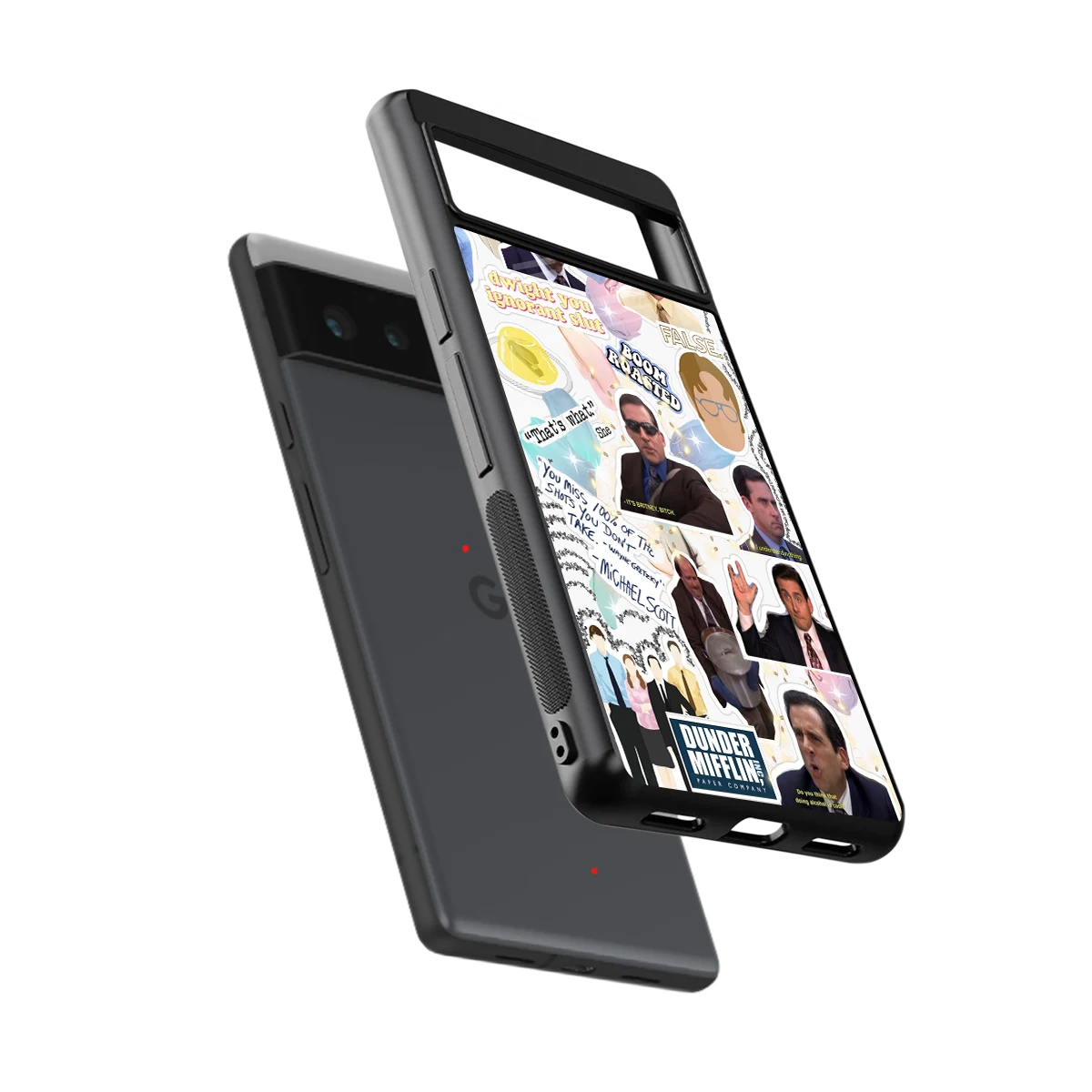 Office Mix sleek google pixel 6a cover with tempered glass back and TPU edges