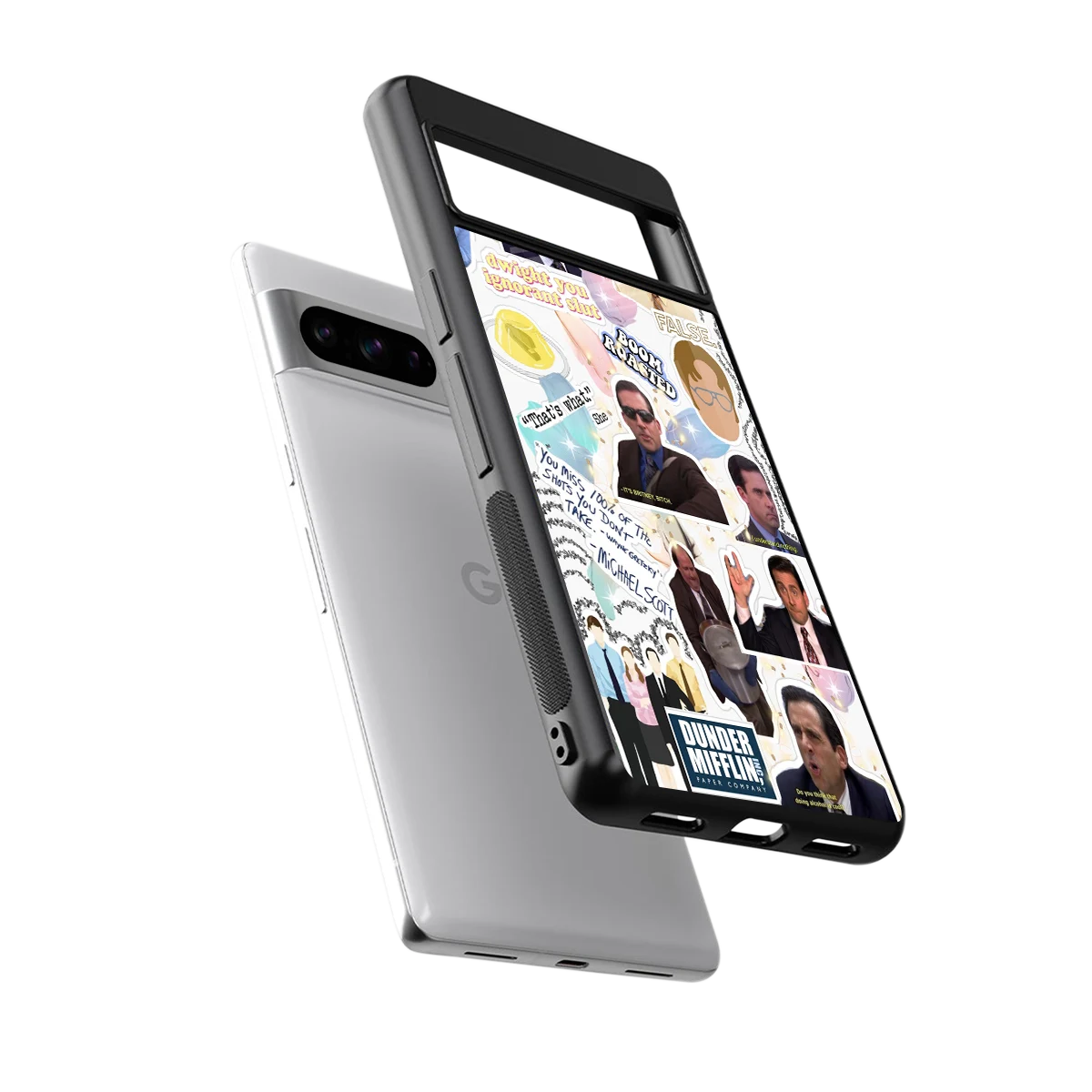 Office Mix sleek google pixel 8 pro cover with tempered glass back and TPU edges