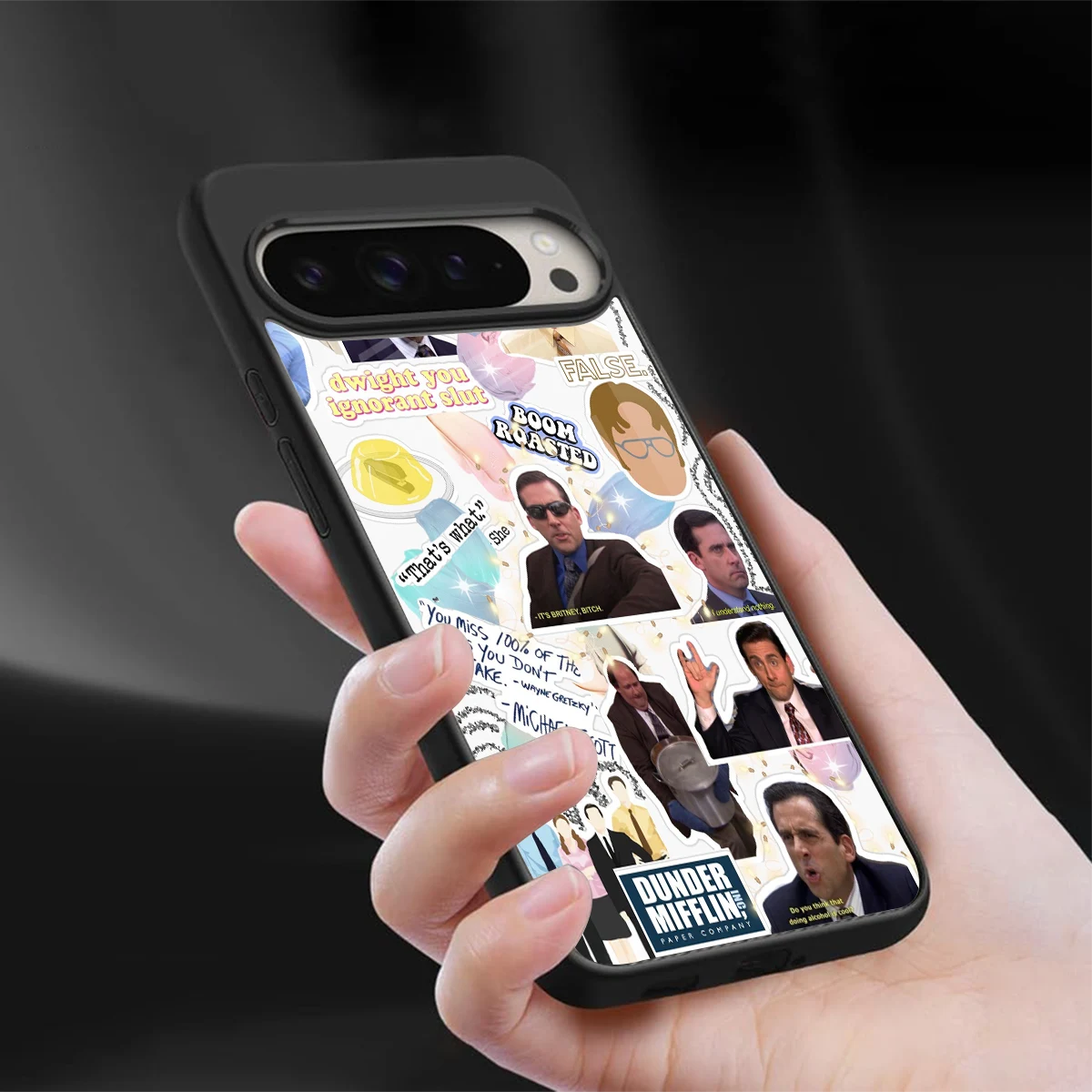 Office Mix sleek google pixel 9 pro cover with tempered glass back and TPU edges