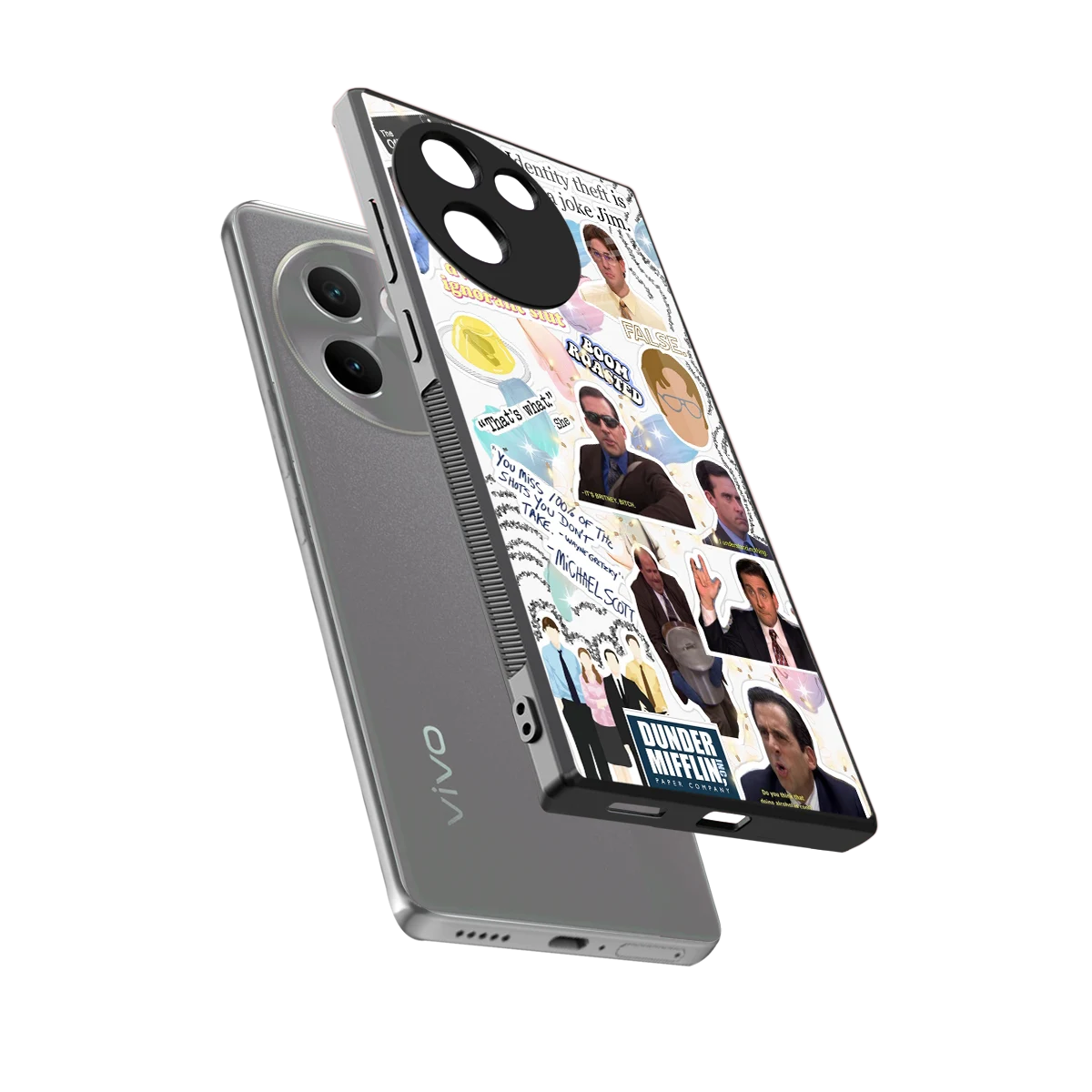 Office Mix sleek vivo v30e cover with tempered glass back and TPU edges