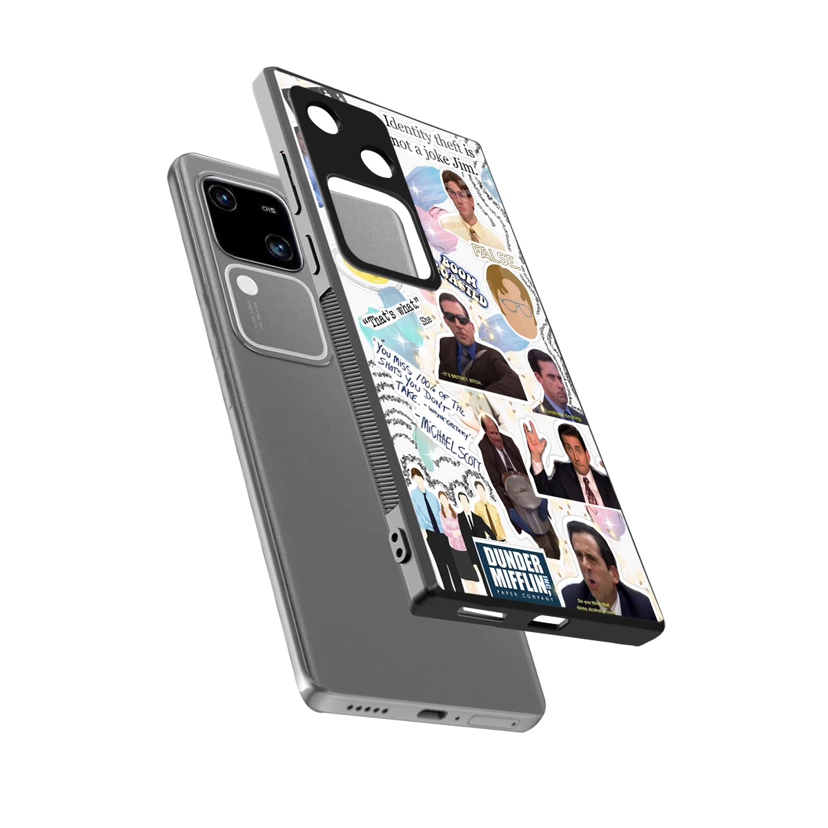 Office Mix sleek vivo v30 cover with tempered glass back and TPU edges