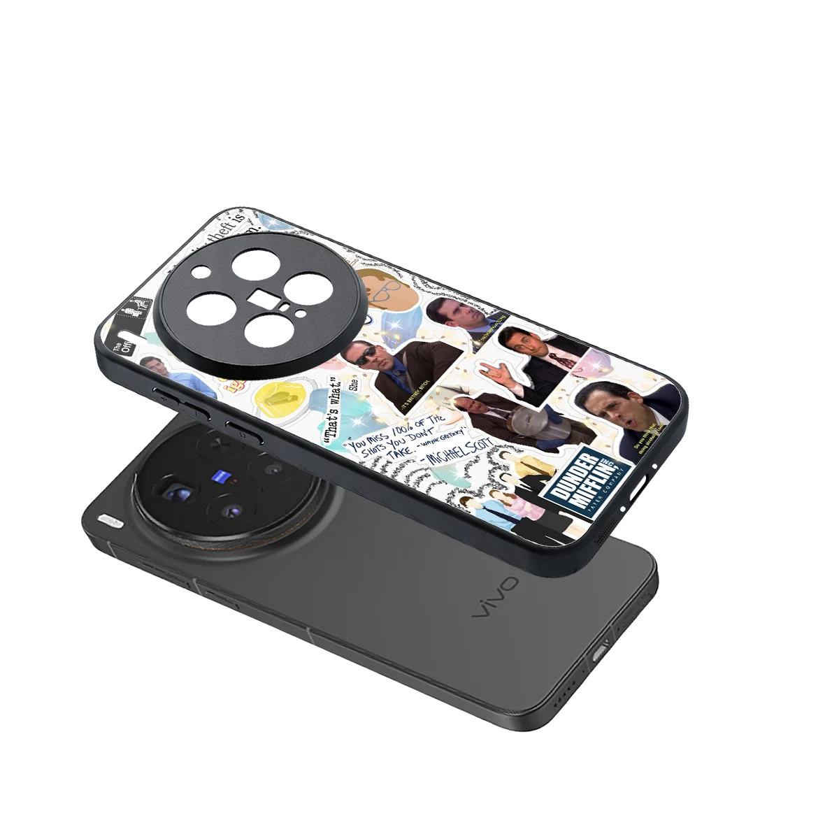 Office Mix sleek vivo x300 pro cover with tempered glass back and TPU edges