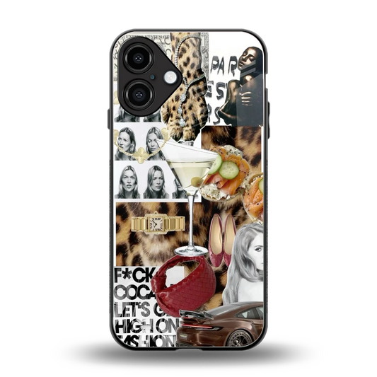 Old Money Mood back phone cover | glass case for iphone 16 plus