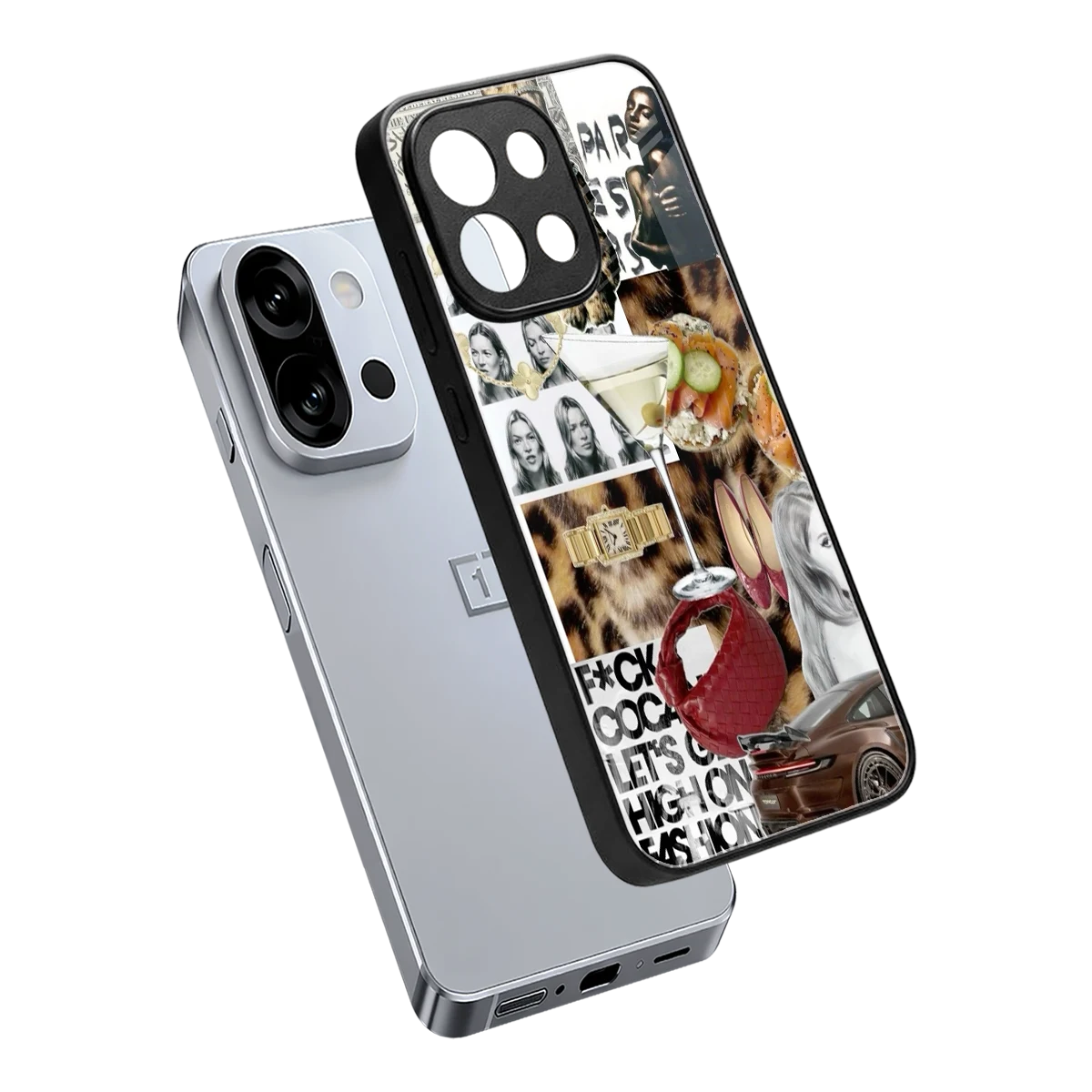 Old Money Mood sleek oneplus 13s cover with tempered glass back and TPU edges