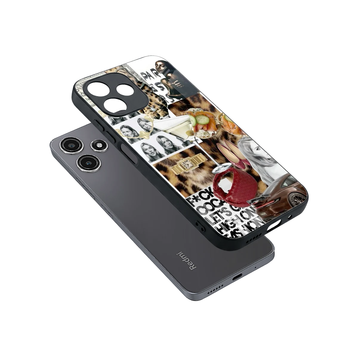 Old Money Mood sleek redmi 12 5g cover with tempered glass back and TPU edges