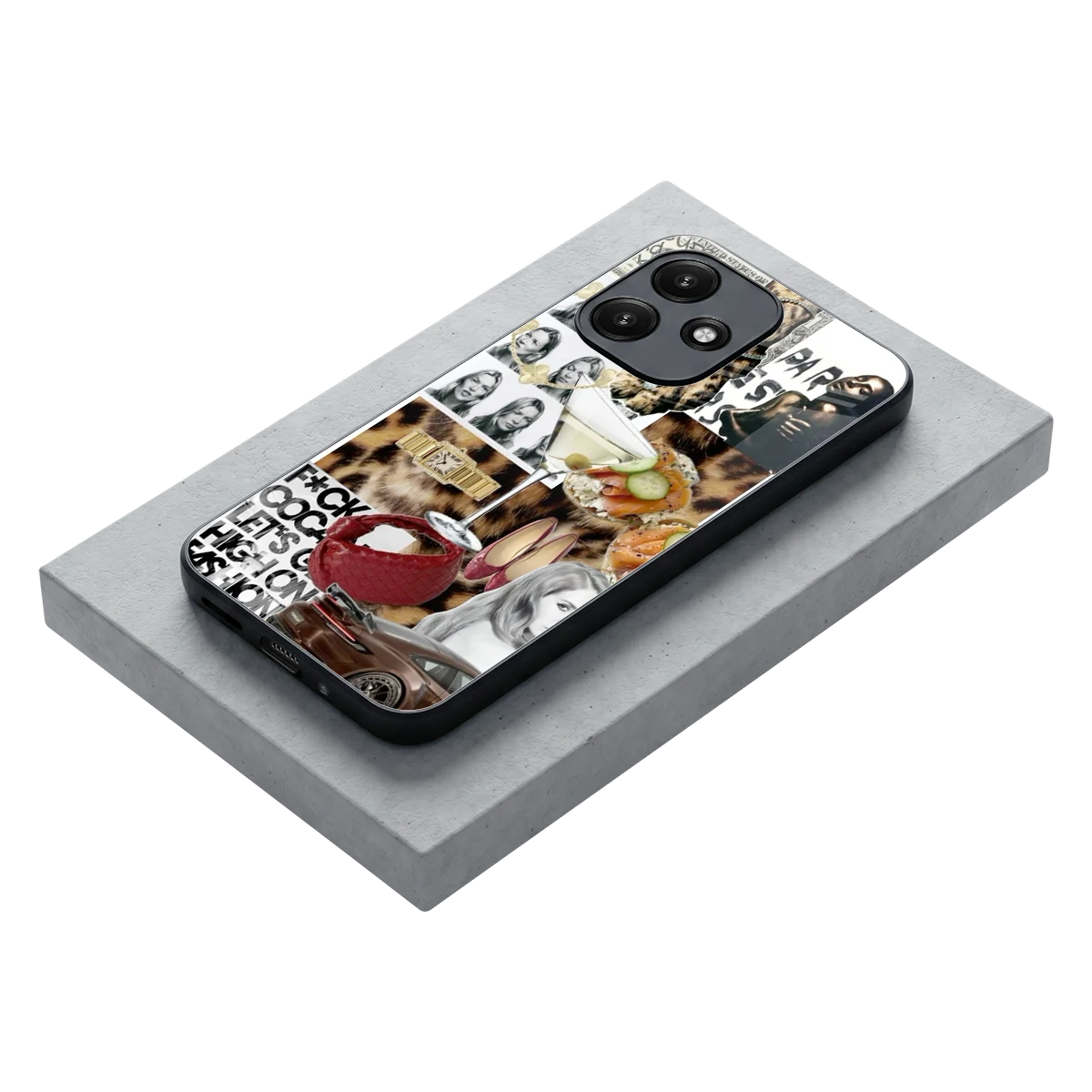 Old Money Mood stylish phone case for redmi 12 5g | glossy glass and slim fit