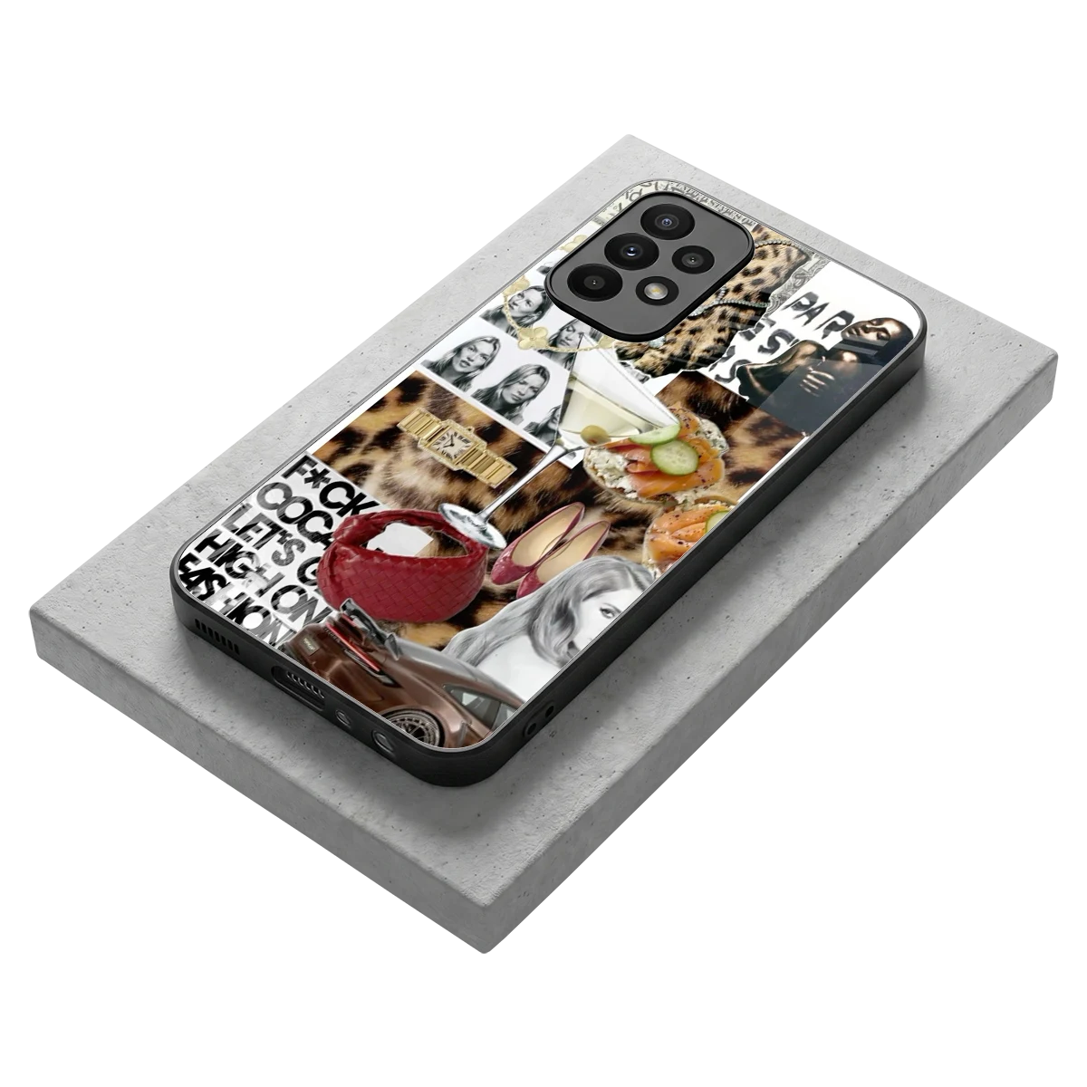 Old Money Mood stylish phone case for samsung galaxy a23 | glossy glass and slim fit