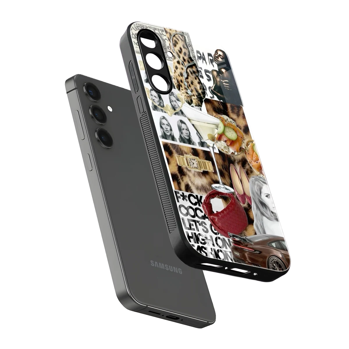 Old Money Mood sleek samsung galaxy a55 5g cover with tempered glass back and TPU edges