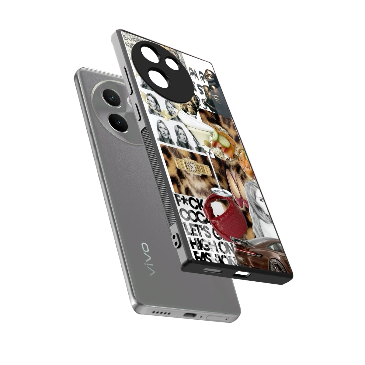 Old Money Mood sleek vivo v30e cover with tempered glass back and TPU edges