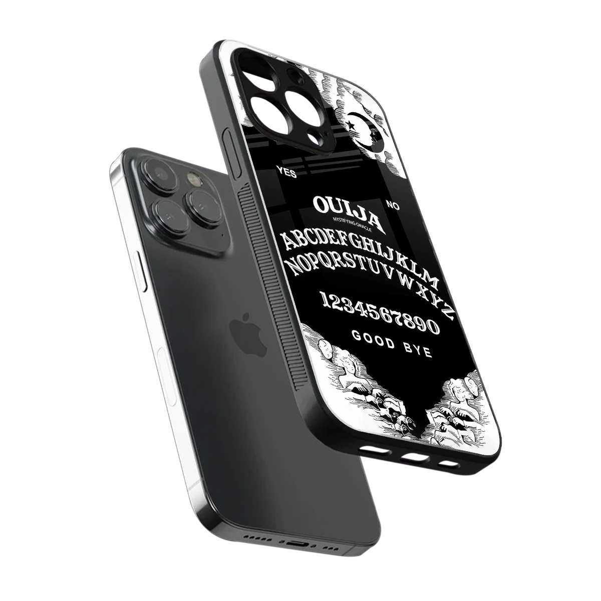 Ouija sleek iphone 15 pro max cover with tempered glass back and TPU edges