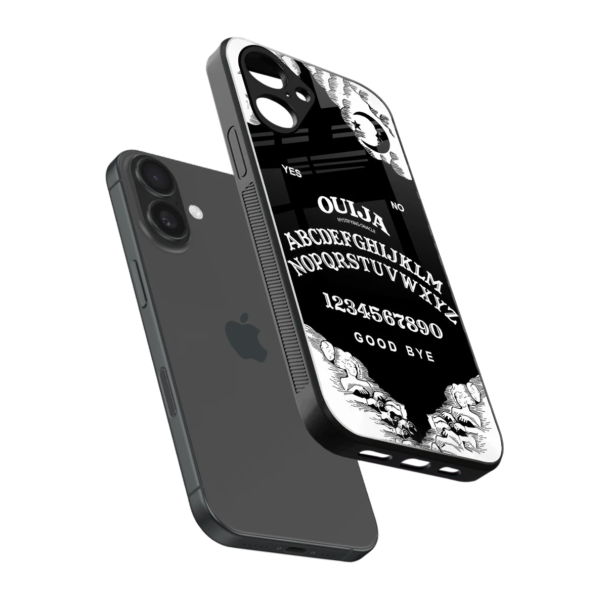 Ouija sleek iPhone 16 cover with tempered glass back and TPU edges