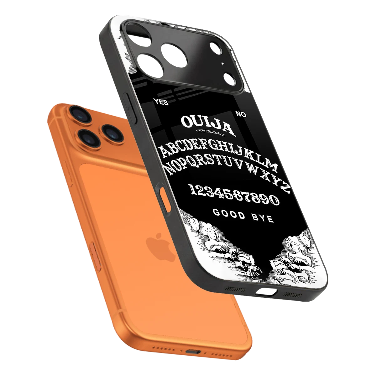 Ouija sleek iphone 17 pro cover with tempered glass back and TPU edges