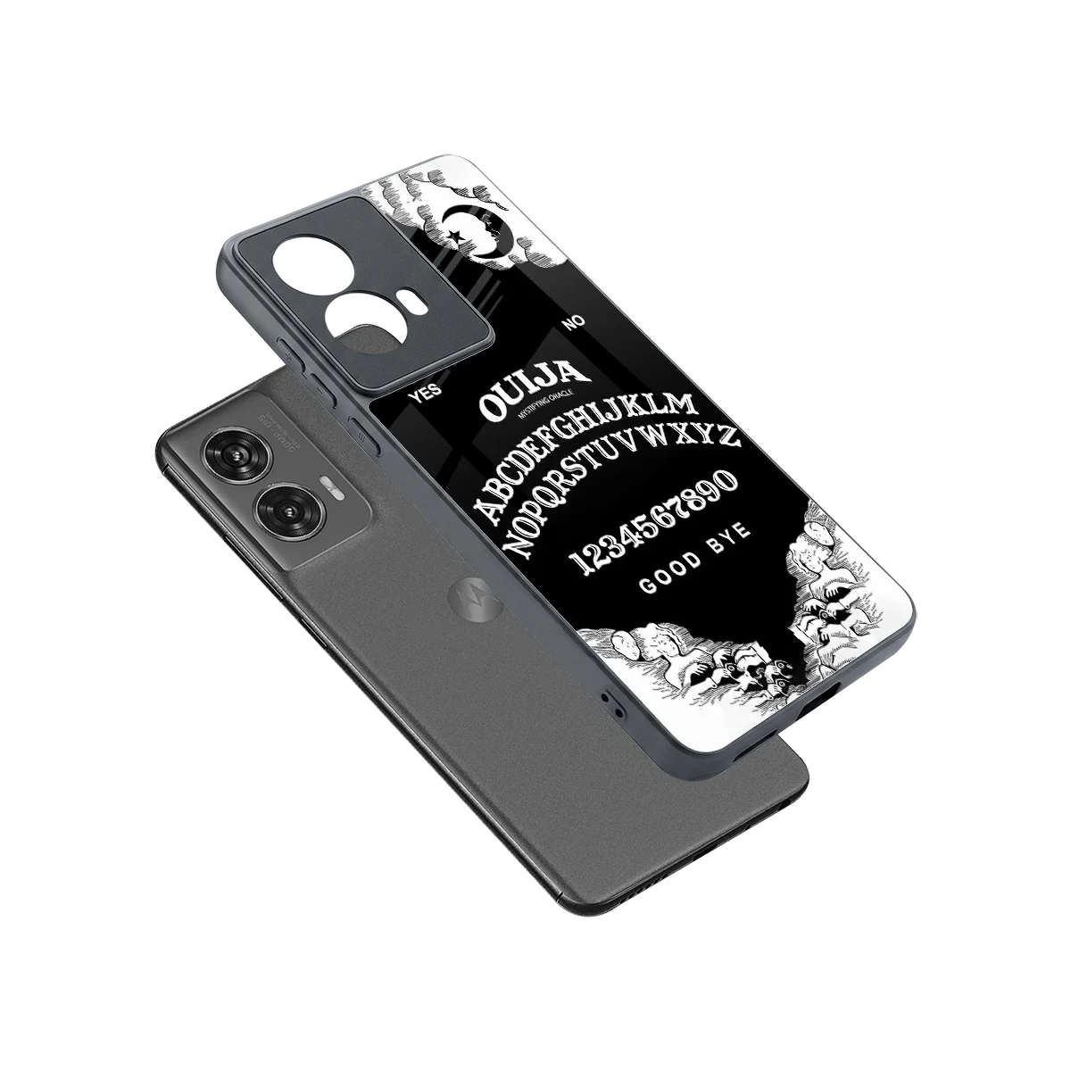 Ouija sleek motorola edge 50 fusion cover with tempered glass back and TPU edges