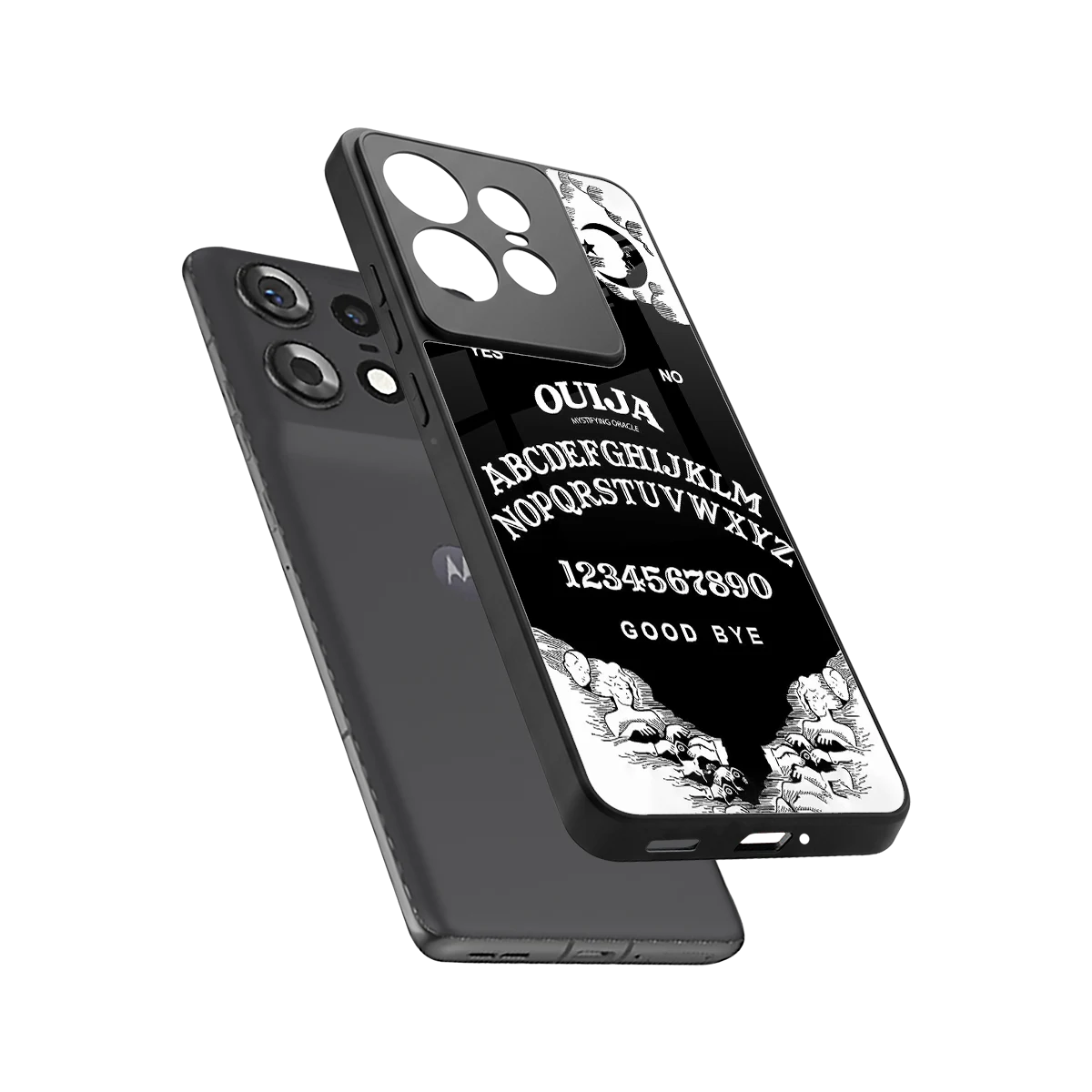 Ouija sleek motorola edge 50 pro cover with tempered glass back and TPU edges